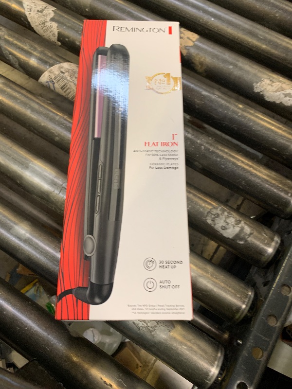 Photo 1 of Remington 1" Flat Iron, Hair Straightener with Anti-Static Technology, Rapid 30-Second Heat-Up, 60-Minute Auto Shut-Off, 30% Longer Ceramic Floating Plates, and Titanium-Ceramic Coating
