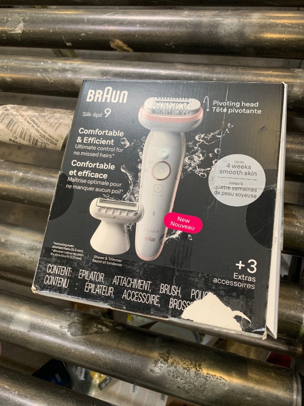 Photo 1 of Braun Epilator Silk-épil 9, Hair Removal Device, Women Shaver & Trimmer, Pivoting Head, Wet and Dry Epilator, Includes Shaver Head and Trimmer Comb, SES9-030