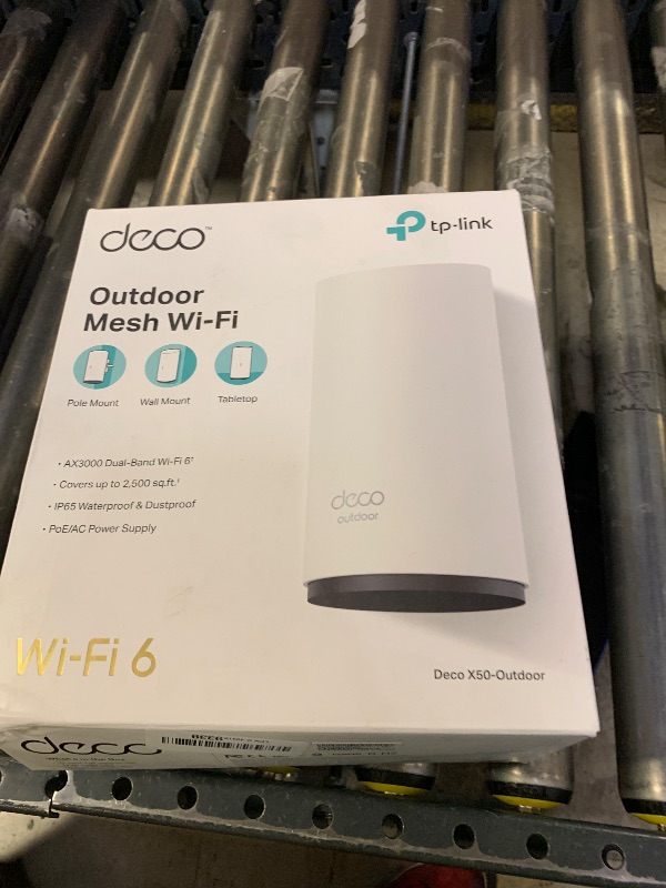 Photo 1 of TP-Link Deco Outdoor Mesh WiFi (Deco X50-Outdoor), AX3000 Dual Band WiFi 6 Mesh, 2 Gigabit PoE Ports, 802.3at PoE+,Weatherproof, Works with All Deco Mesh WiFi, Pole/Wall/Tabletop Mount Options,1-Pack