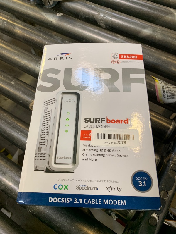 Photo 1 of ARRIS (SB8200) - Cable Modem - Fast DOCSIS 3.1 32x8 Gigabit Cable Modem , Approved for Comcast Xfinity, Cox, Charter Spectrum, & more | 1 Gbps Max Internet Speed, 4 OFDM Channels - (No Built-in Wifi)