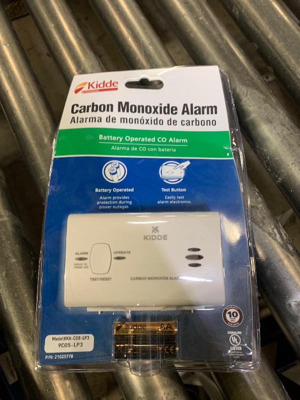 Photo 1 of Kidde Carbon Monoxide Detector, Battery Powered CO Alarm with LEDs, Test-Reset Button, Low Battery Indicator, Portable