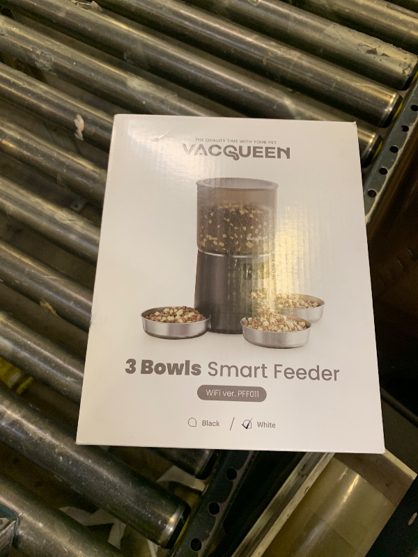 Photo 1 of Vacqueen Automatic Cat Feeder for 3 Cats, 6L/25 Cups Smart WiFi Pet Feeder, Strong Anti-Jam System, Dual-Effect Desiccant Cat Food Dispenser, with 10S Voice Recorder for Cats and Small Dog(White)