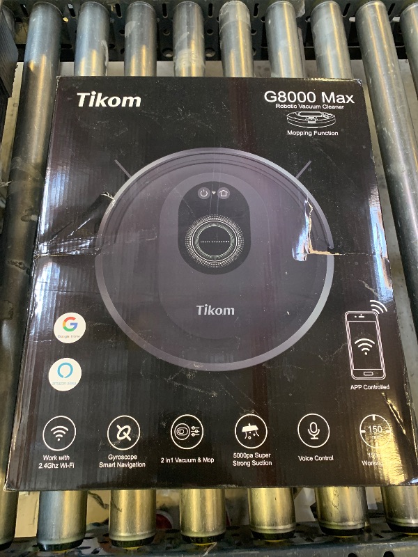 Photo 1 of Tikom Robot Vacuum and Mop Combo, 5000Pa Robotic Vacuum Cleaner, 150 Min Max, App & Remote Control, Ideal for Hard Floor, Carpet, Pet Hair, Self-Charge(G8000 Max)