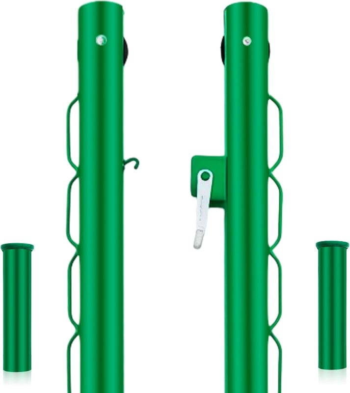 Photo 1 of Otoolling Tennis Posts with Net Crank Outdoor Heavy Duty Professional Green Tennis Permanent Court Kit for Net Quick Fixation System Equipped with a Cable...
