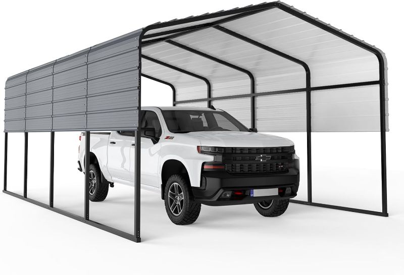 Photo 1 of Canopy for Garage, Car Shelter with Galvanized Metal RooF GARVEE PHO-3357H5K7-C