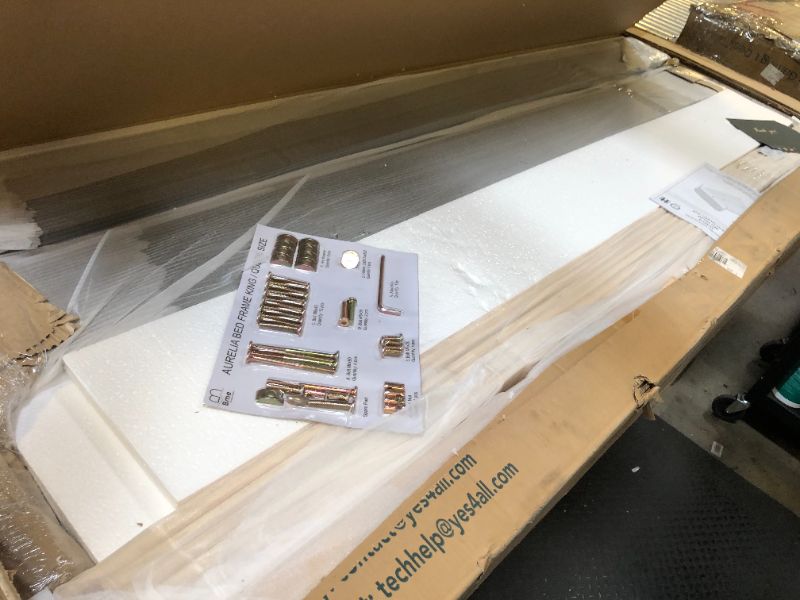 Photo 1 of Bme Aurelia King Bed Frame and Headboard - Bohemian and Mid Century Modern Style - Solid Wood - Slat Support and No Box Spring Needed - Easy Assembly - Black