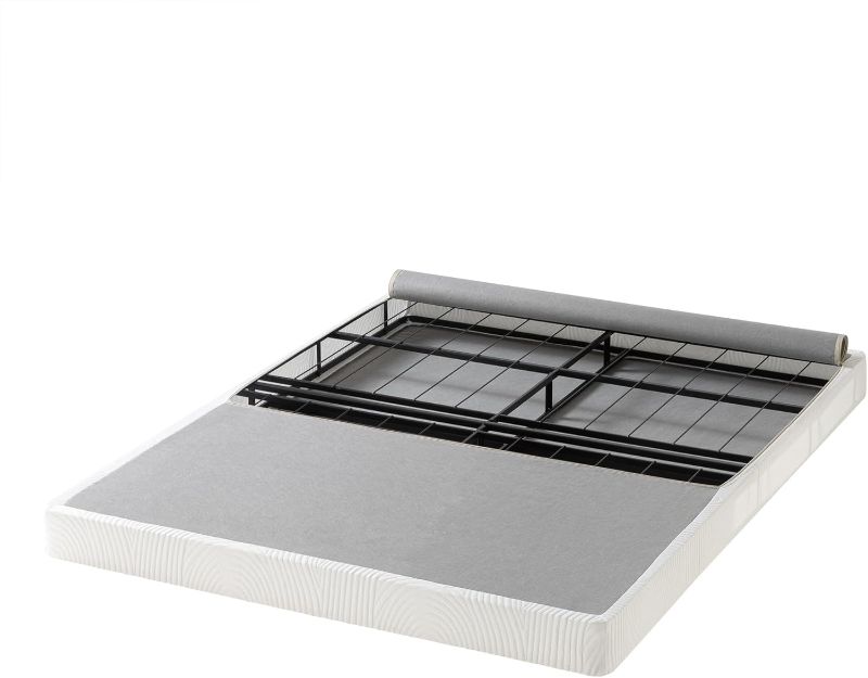 Photo 1 of ZINUS 4 Inch Box Spring with Cover, No Assembly Mattress Foundation, Sturdy Metal Structure, Queen, White
