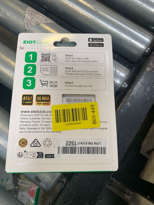 Photo 1 of EIOTCLUB Data SIM Card for 360 Days - Compatible with USA Nationwide Networks for Unlocked Security Solar and Hunting Trail Game Cameras IoT Device(USA Coverage, Triple Cut 3-in-1)