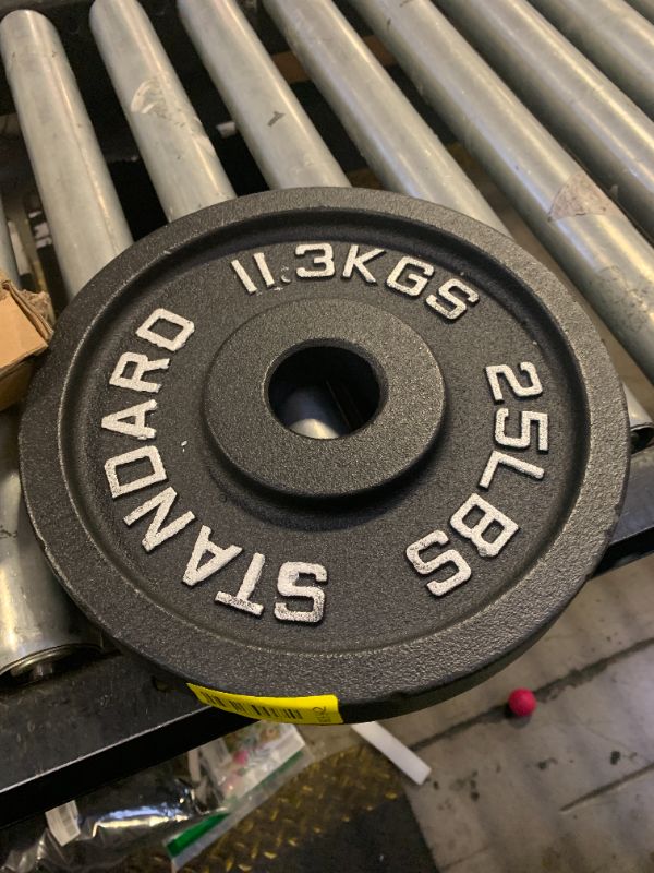 Photo 1 of Fitvids Olympic Cast Iron 2-Inch Weight Plate for Strength Training & Weightlifting, Multiple Weights Available, 25LB (Pair)