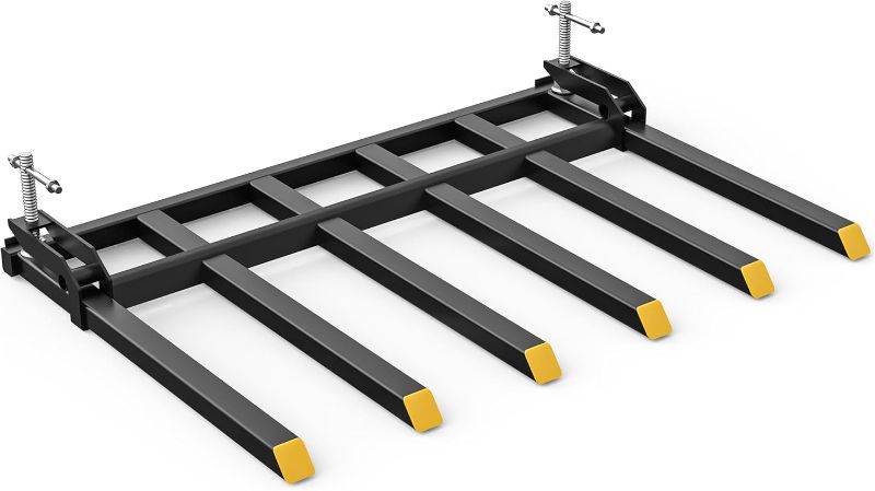 Photo 1 of YITAMOTOR Clamp on Debris Forks Fits 60'' Bucket, 4000 lbs Heavy Duty Quick Attach Pallet Debris Fork for Tractor Loader Skid Steer
