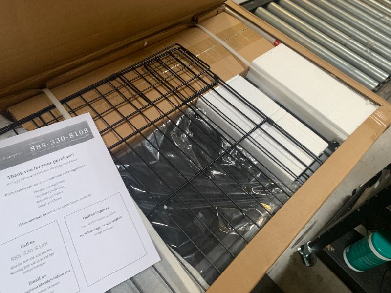 Photo 1 of -ONLY BOX 2 OF 2- Rolanstar Bed Frame Queen Size with Charging Station and LED Lights, Upholstered Storage Headboard with Drawers, Heavy Duty Metal Slats, No Box Spring Needed, Noise Free, Easy Assembly, Dark Grey

