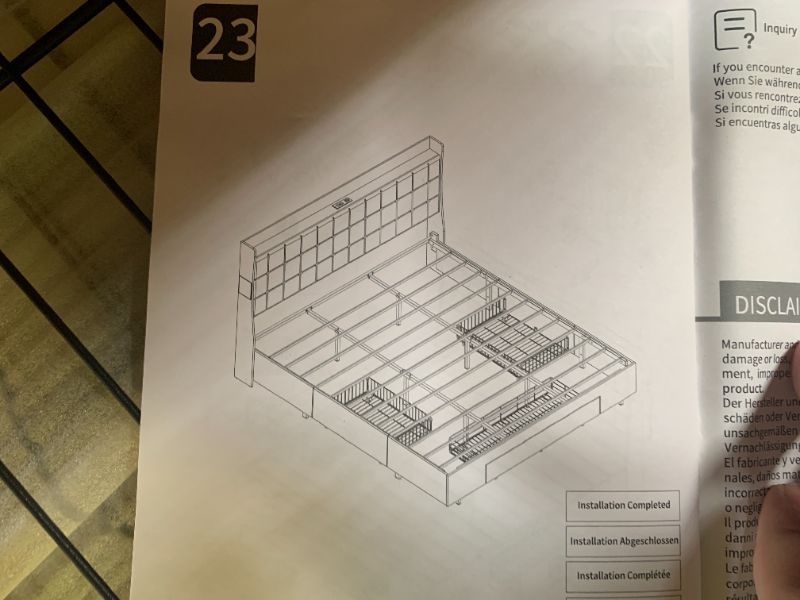 Photo 1 of -ONLY BOX 2 OF 2- Rolanstar Bed Frame Queen Size with Charging Station and LED Lights, Upholstered Storage Headboard with Drawers, Heavy Duty Metal Slats, No Box Spring Needed, Noise Free, Easy Assembly, Dark Grey
