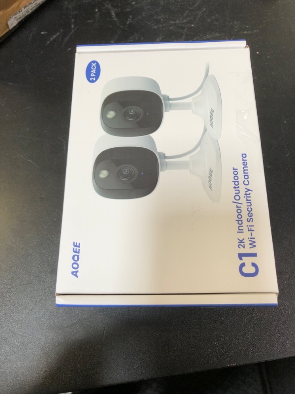 Photo 1 of AOQEE 2K Cameras for Home Security-Outdoor/Indoor Camera for Dog/Cat/Pet/Nanny/Baby, Color Night Vision, White Light, Siren, 24/7 SD Recordings, Works with Alexa/Google Home, C1 (C1-White-2pack-2.4G)