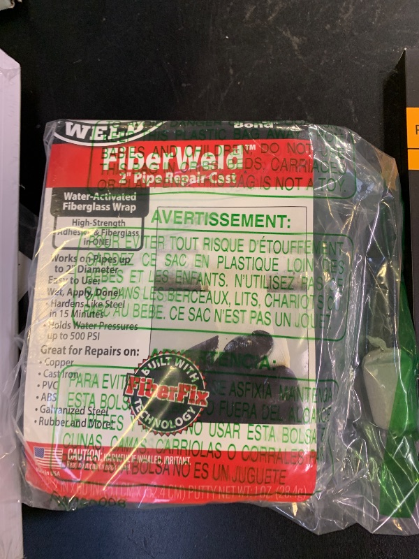 Photo 1 of J-B Weld FiberWeld 2” Pipe Repair Cast 2x60 Inch - High Strength Adhesive Fiberglass Wrap - White (38260)