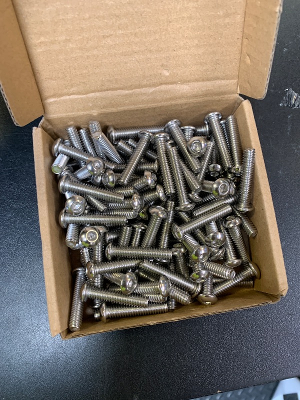 Photo 1 of 1/4-20 x 1-1/4" Button Head Socket Cap Bolts Screws, 304 Stainless Steel 18-8, Allen Hex Drive, Bright Finish, Fully Machine Thread, Pack of 100