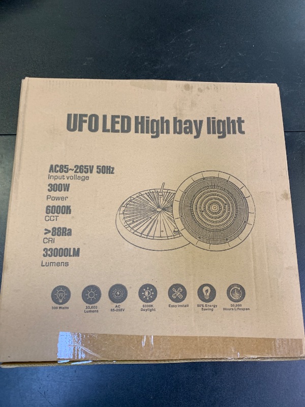 Photo 1 of 4Pack-300W UFO LED High Bay Light,33000lm,Daylight 6000K,6FT US Plug,AC110-277V,Waterproof IP65 Commercial LED Shop Lights for Workshop Factory Barn Warehouse,Garage ETL Listed