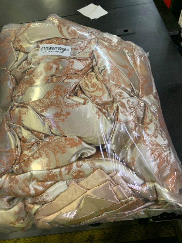 Photo 1 of Jacquard Comforter Queen Gold Bedding Taupe Satin Sheet Set 8 Pcs Embroidery Neoclassical Floral Home Decor Soft Luxury Hotel Silky Bed in a Bag with 1 Cushion Cover