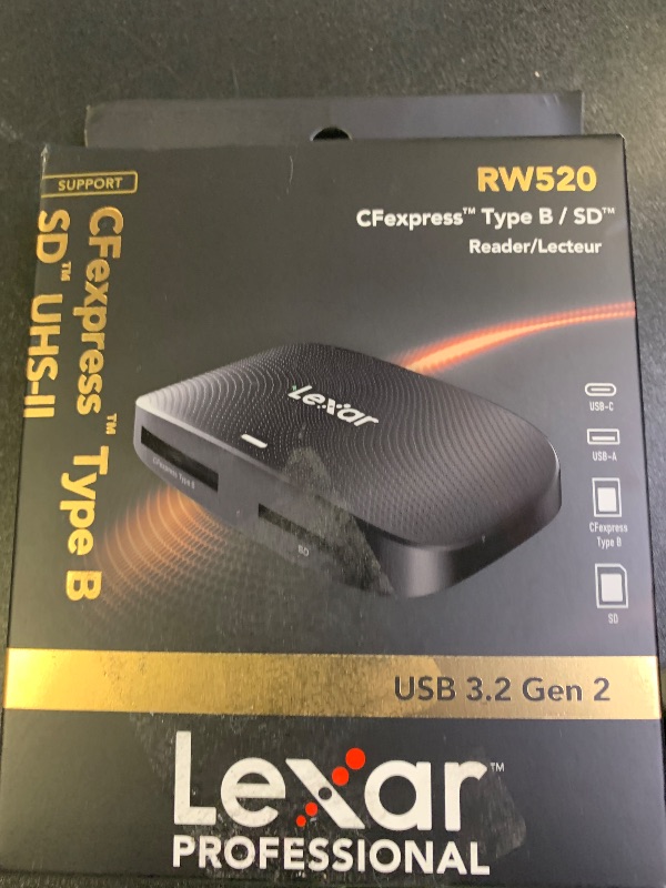 Photo 1 of Lexar Professional CFexpress Type B / SD USB 3.2 Gen 2 Reader, Transfer Speeds Up To 10Gbps, Designed for CFexpress Type B and SD Cards (LRW520U-RNBNG)