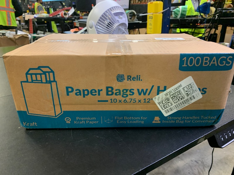 Photo 1 of Reli. Kraft Paper Bags w/Handles (100 Pcs, Bulk) (Large 10"x6.75"x12") Brown Paper To Go/Take Out/Restaurant/Bags with Handles, Shopping Bags, Retail, Gifts | 25% larger than 10"x5"x13"