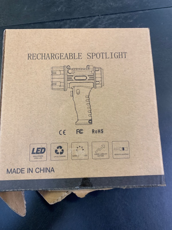 Photo 1 of YIERBLUE Rechargeable Spotlight with Super High Lumen LED, IP67 Waterproof Handheld Flashlight Searchlight with Detachable Red Light Filter, Long Running