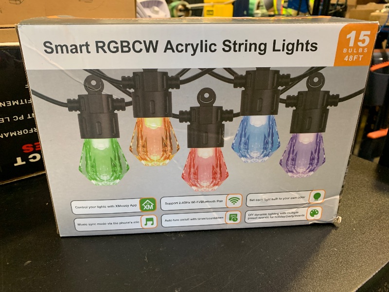 Photo 1 of XMCOSY+ 48FT Smart Outdoor String Lights - RGBCWIC Dimmable Acrylic Bulbs, Color Changing LED Patio Lights APP WiFi Control, Compatible with Alexa, IP65 Waterproof Outside Lights for Yard Porch