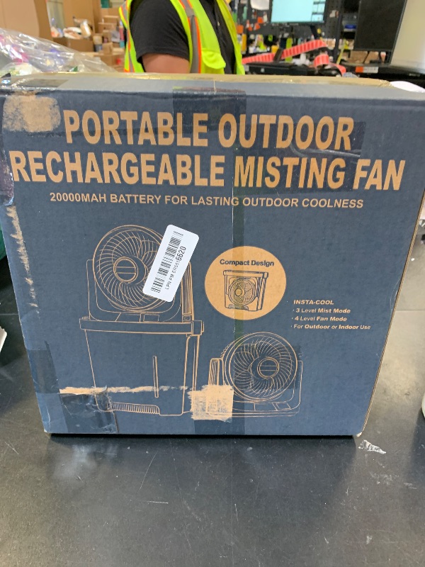 Photo 1 of Instern Portable Misting Fan with 9L Bucket, 20000mAh Rechargeable Battery Powered Floor Fan for Outside Travel, Replaceable Spray Nozzle&Battery,Outdoor Cooling Mist Fans for Patio - Yellow 