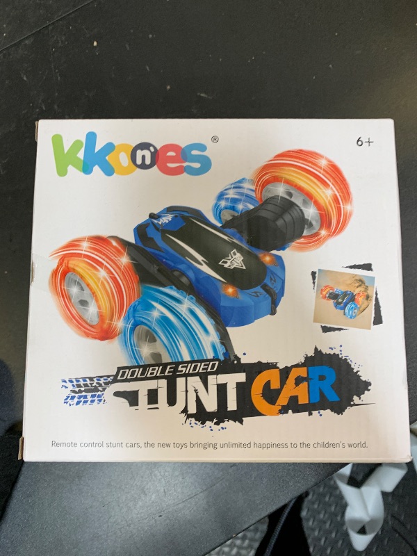 Photo 1 of KKONES Remote Control Car, 2.4GHz Double Sided 360° Flips Rotating Electric Race RC Stunt Car, LED Wheel & Headlight High Speed Off Road Cars Toy Gift for 3 4 5 6 7 8-12 Year Old Boy Toys (Blue)