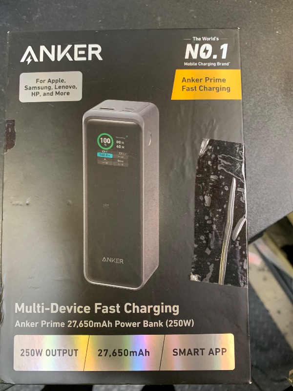 Photo 1 of Anker Prime Power Bank, 27,650mAh 3-Port 250W Portable Charger for Travel, TSA-Approved, Smart App, for MacBook Pro/Air, iPhone 16/15/14 Series, Samsung, Laptops, and More (Charging Base Not Included)