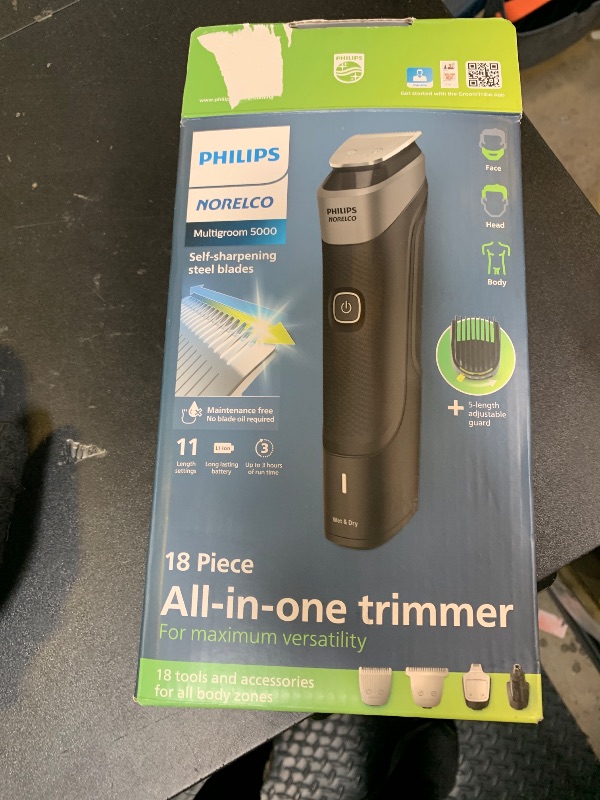 Photo 1 of Philips Norelco Multigroom Series 5000 18 Piece, Beard Face, Hair, Body and Intimate Hair Trimmer for Men - NO BLADE OIL MG5910/49