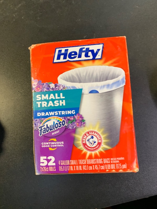 Photo 1 of Hefty Small Trash Bags, Fabuloso Scent, 4 Gallon, 52 Count