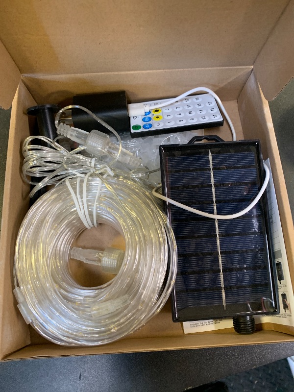 Photo 1 of OMIKA 50ft 600 LEDs Solar Rope Lights, USB Charging, 20 Lighting Modes, Dimmable Timer Remote Control, IP68 Waterproof for Outdoor Trees, Parties, Gardens, Weddings, Christmas Decorations