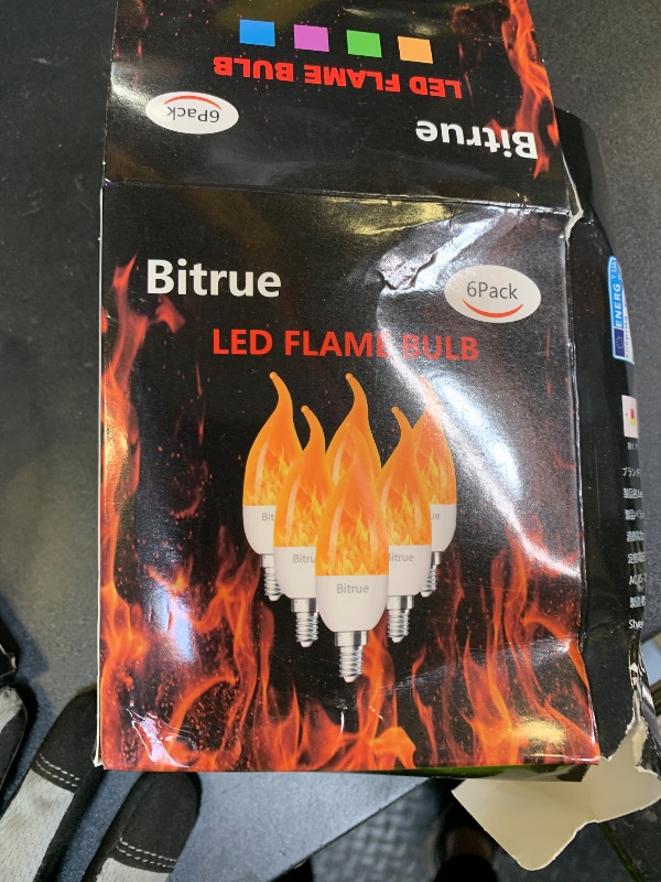 Photo 1 of Bitrue LED Flickering Bulbs, 3 Modes Flickering Effect, E12 Chandelier Base Candle Flame Bulb, Flicker Light Bulbs for Halloween Home Decor (E12-6 Pack)