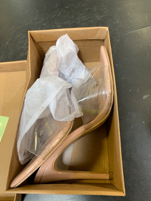 Photo 1 of Shion ShaaYii Women Clear Pointed Toe Sandals Stiletto Heels Transparent Strap High Heels Slip on Mules for Women