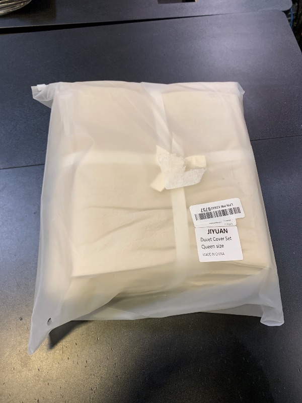 Photo 1 of JIYUAN 100% Washed Cotton Duvet Cover Set 3 Pieces Queen, 1 Duvet Cover 90x90 Inches(Comforter Not Included) and 2 Pillowcases,Linen Feel Bedding Set Comfy and Breathable,Heathered Beige