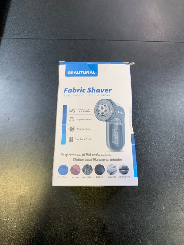 Photo 1 of BEAUTURAL Fabric Shaver and Lint Remover, Sweater Defuzzer with 2-Speeds, 2 Replaceable Stainless Steel Blades, Battery Operated, Remove Clothes Fuzz, Lint Balls, Pills, Bobbles Gray