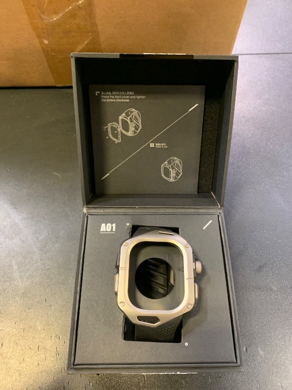 Photo 1 of Aulumu A01 Titanium Case with Apple Watch Ultra Band 49MM | Luxury Design | Only for Apple Watch Band Ultra 1/2/3 49mm | Titanium Case with Black Straps