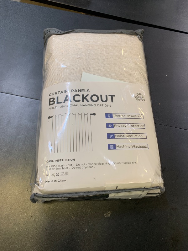 Photo 1 of 100% Blackout Shield Linen Blackout Curtains for Bedroom 84 Inches Long, Back Tab/Rod Pocket Living Room Drapes, Thermal Insulated Blackout Curtains 2 Panels Set, 50" W x 84" L, Cream