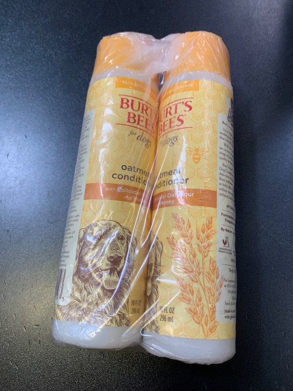 Photo 1 of Burt's Bees for Pets Oatmeal Dog Conditioner with Colloidal Oat Flour and Honey, 95% Natural Origin Formulas, Gentle Canine Conditioning Formula for Itchy Dogs, 2pk, 10 oz