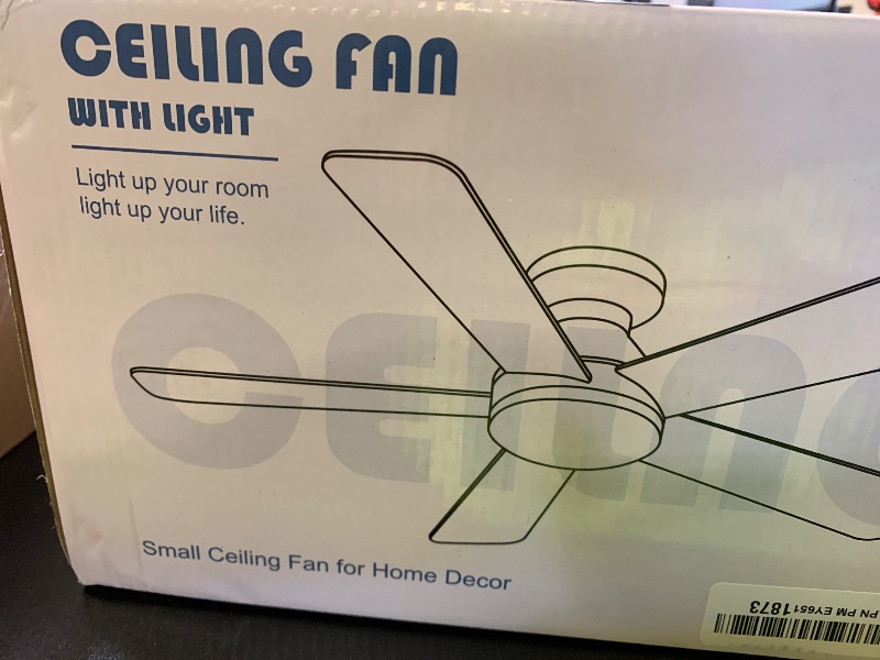 Photo 1 of BYKISTOK 46" Flush Mount RGB Ceiling Fans with Lights - White Low Profile Ceiling Fan Light with Remote/APP, RGB+3CCT 6 Wind Speeds and Reversible, Modern Fan Light Fixture for Party, Kiad's Room