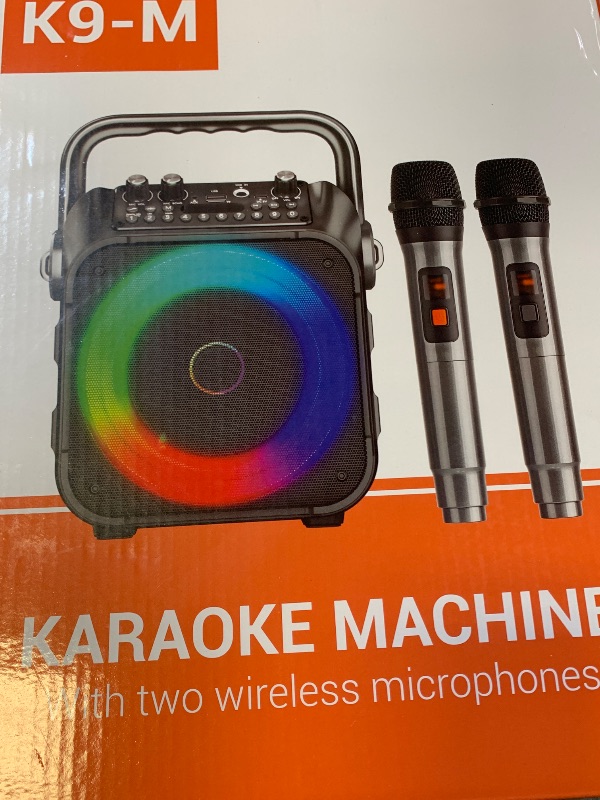 Photo 1 of Karaoke Machine, Portable Bluetooth Speaker with 2 Wireless Microphones for Adults & Kids with Lights, Karaoke Microphone with PA System Supports USB/TF/REC/FM/AUX for Home Party Home System Packages