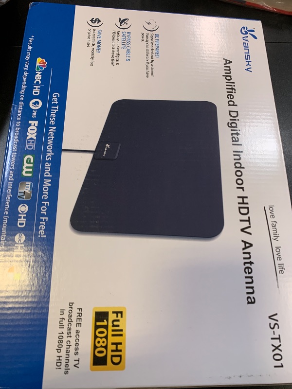 Photo 1 of TV Antenna Indoor, Digital Amplified Indoor HDTV Antenna, 1080p VHF UHF Television Local Channels Detachable Signal Amplifier and 16.5ft Long Coax Cable