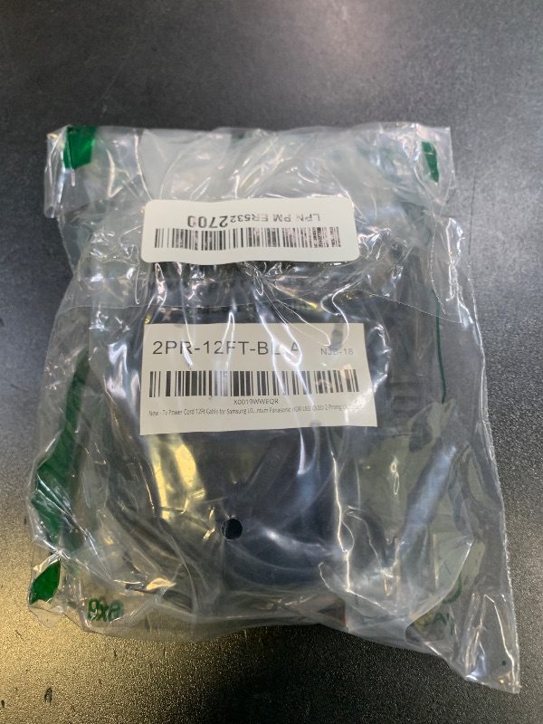 Photo 1 of Tv Power Cord 12Ft Cable for Samsung LG TCL Sony: Apple Tv Insignia Sharp Toshiba JVC Hisense 4k 8k UHD Crystal Tizen Smart Roku Google Quantum Panasonic HDR LED QLED 2 Prong UL Listed
