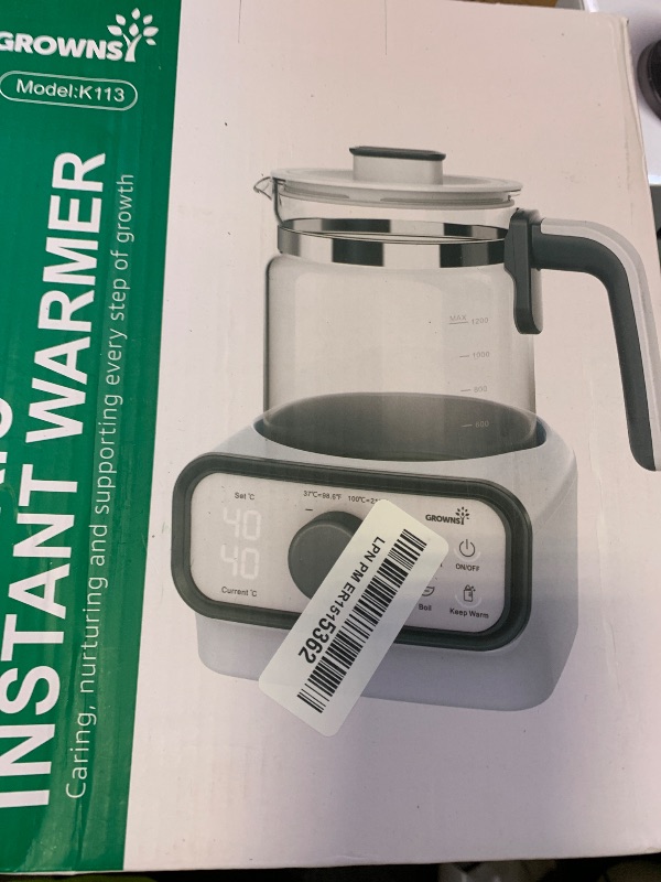 Photo 1 of GROWNSY Baby Instant Warmer, Glass Water Boiler with Accurate Temperature Control for Formula, Coffee and Tea, 1.3 Liter Electric Kettle with LCD Display and Timer
