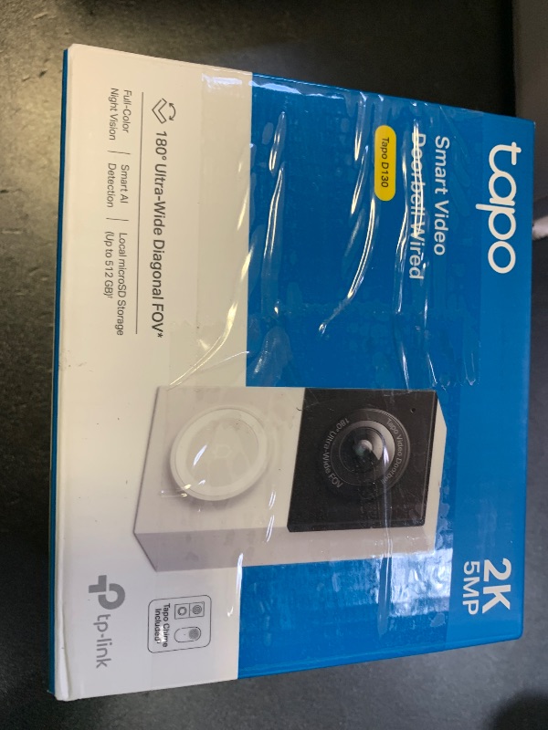 Photo 1 of Tapo TP-Link Smart Video Doorbell Camera Wired, 2K 5MP, Color Night Vision, 180° Ultra-Wide FOV, 2-Way Audio, Free AI Detection, Cloud & SD Card Storage, Works w/Alexa & Google Home, D130