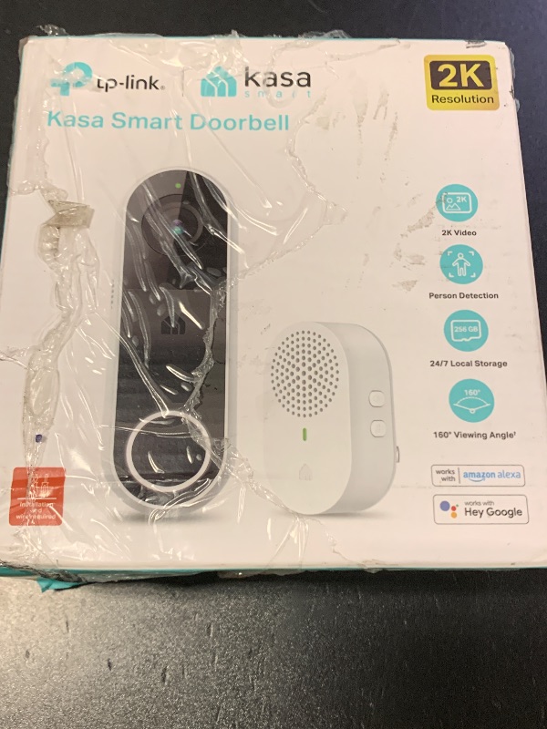 Photo 1 of Kasa Smart Video Doorbell Camera Hardwired w/Chime, 2K Resolution, Always-on Power, Night Vision, 2-Way Audio, Real-Time Notification, Cloud & SD Card Storage, Works w/Alexa & Google Home (KD110)