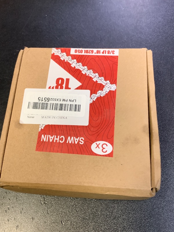 Photo 1 of 18 Inch Chainsaw Chain 3/8" LP Pitch, .050'' Gauge, 62 Drive Links, Low kickback, Fit for Craftsman, Remington, Greenworks, Earthwise, Echo, Husqvarna Chainsaws and More - S62 (3 Pack)