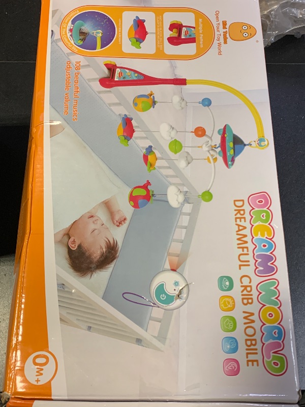 Photo 1 of Mini Tudou Musical Baby Crib Mobile Toy with Lights and Music, Star Projector Function and Cartoon Rattles, Remote Control Musical Box with 108 Melodies, Toy for Newborn Sleep