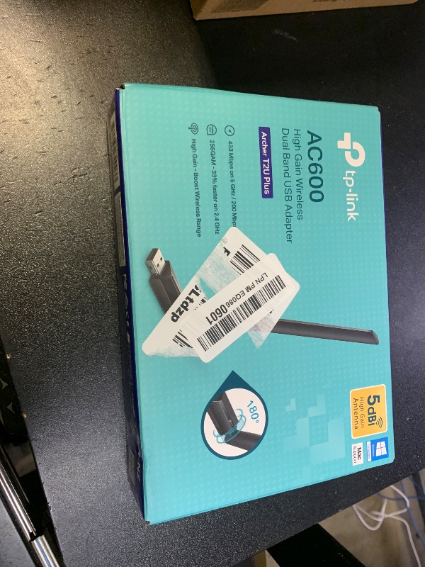 Photo 1 of TP-Link AC600 USB WiFi Adapter for PC (Archer T2U Plus)- Wireless Network Adapter for Desktop with 2.4GHz, 5GHz High Gain Dual Band 5dBi Antenna, Supports Win11/10/8.1/8/7/XP, Mac OS 10.9-10.14, Black