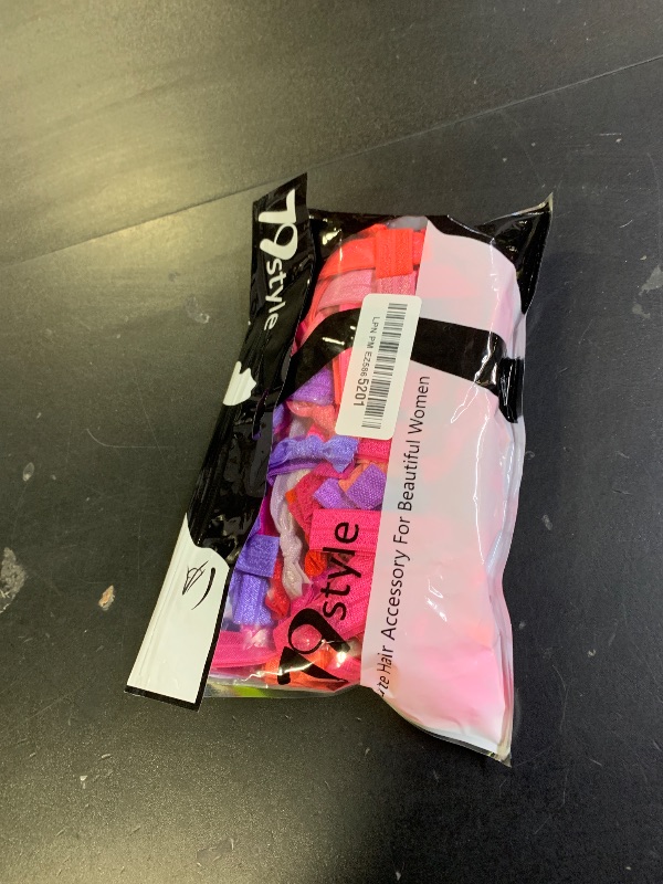 Photo 1 of 79style 120pcs Elastic Fabric Hair Ties Ribbon Hair Ties Knot Knotted Ponytail Holders No Dent Soft flat Hair Ties For Girls Hair Bands Hair Accessories (24 Colors Neon Pink)