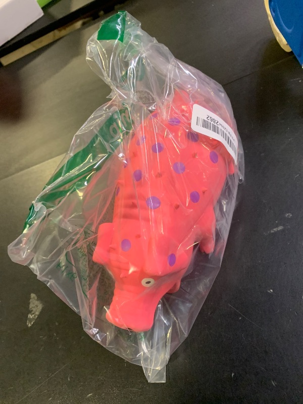 Photo 1 of Andiker Dog Squeaky Toy, Dots Latex Dogs Chew Toys with a Oinks Sound Squeaker Grunting Pig Dog Toy Durable Self Play 8" Dogs Squeeze Toy for Dental Biting Chasing to Kill Boring Time (Pink)